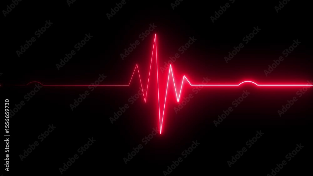 Neon heartbeat icon animated video.heartbeat pulse icon animated cardiogram line icon animation. seamless loop motion animated motion. heartbeat.