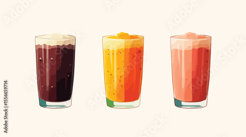 Set of Four Organic Smoothies Icons in Flat Vector Illustration