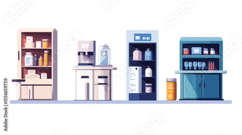 Professional Pharmacy Medicine Icons Flat Vector Illustration