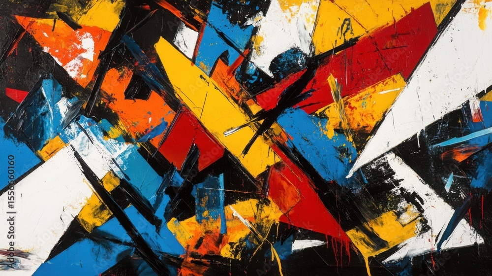 Fototapeta premium Vibrant abstract painting with bold geometric shapes and energetic brushstrokes
