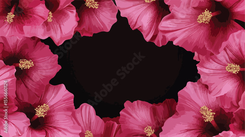Vibrant Pink Hibiscus Flower Frame in Tropical Setting