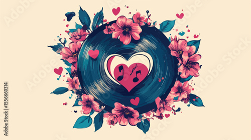 Free Spirit Music Vinyl Disc Flowers Heart Peace