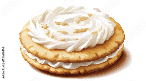 Delicious Cream-filled Cookie with Fresh Ingredients in Flat Vector Illustration