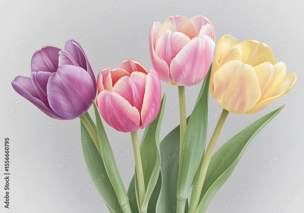 Fototapeta premium Delicate Pastel Tulips in a Spring Arrangement bouquet