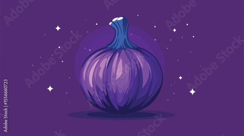 Fresh Purple Onion Vegetable Flat Vector Illustration