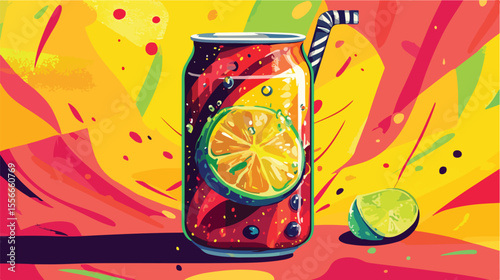 Refreshing Soda Can Drink Drawn Flat Vector Illustration