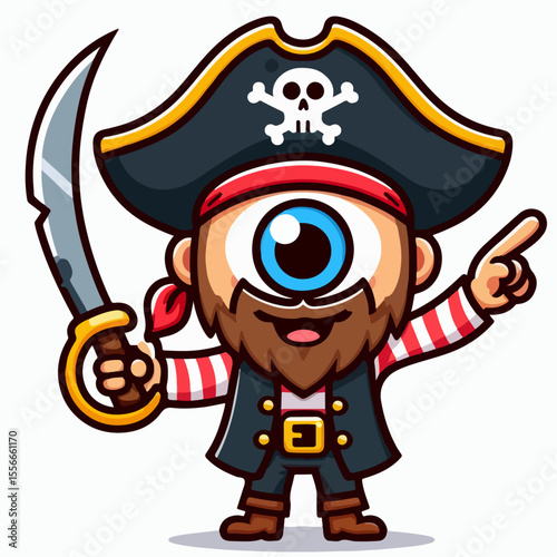 one eyed pirate cartoon vector illustration
