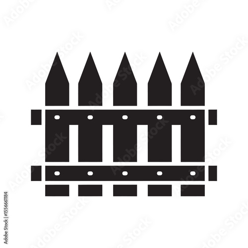 Picket fence solid glyph icon representing boundary protection home security and private property garden barrier for house exterior design vector