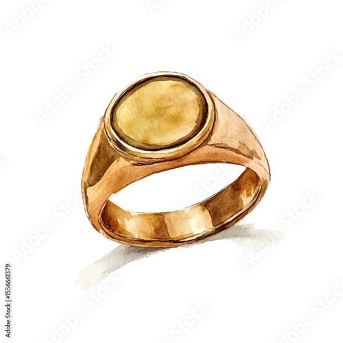 Signet Ring, watercolor painting vector, isolated on a white background.