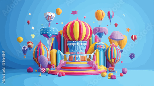 Colorful Fun Fair Carnival Tent with Air Balloon Booth Ticket
