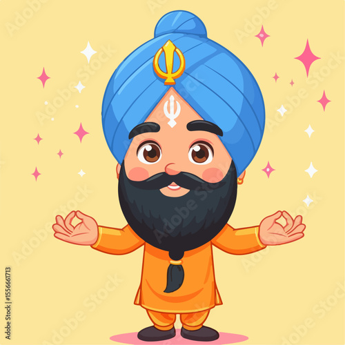 sikh people cartoon vector illustration