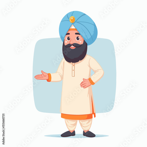 sikh people cartoon vector illustration