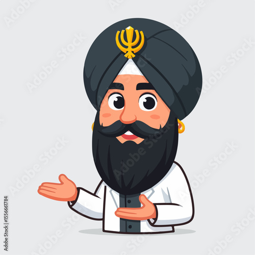 sikh people cartoon vector illustration