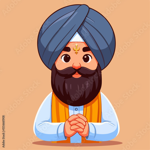 sikh people cartoon vector illustration