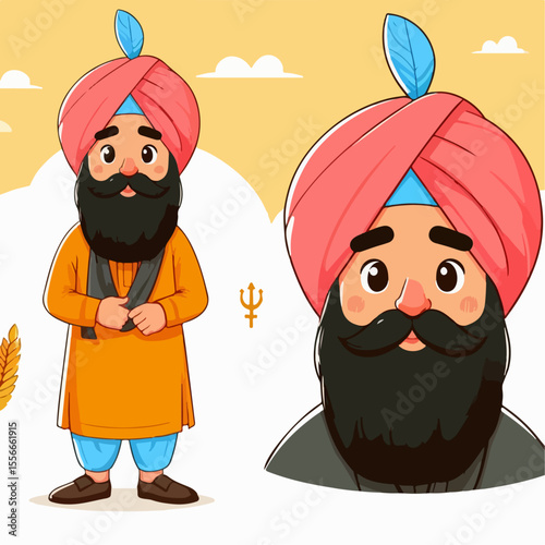 sikh people cartoon vector illustration