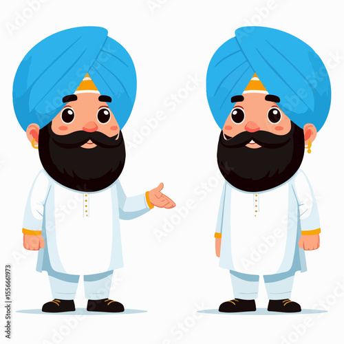 sikh people cartoon vector illustration