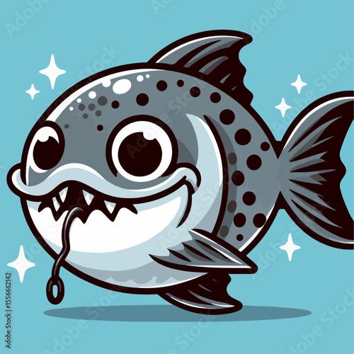 cartoon piranha fish vector illustration