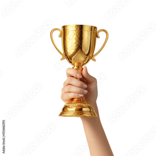 Golden award trophy cup, isolated for success in sport competition