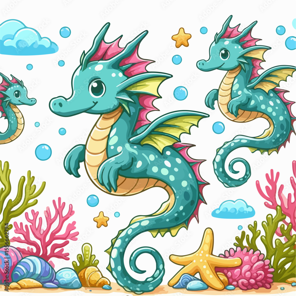 Fototapeta premium leafy sea dragon vector illustration
