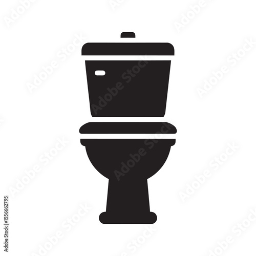 Toilet bowl solid glyph icon for bathroom and restroom sanitation plumbing fixture for waste disposal and personal hygiene in a public wc vector