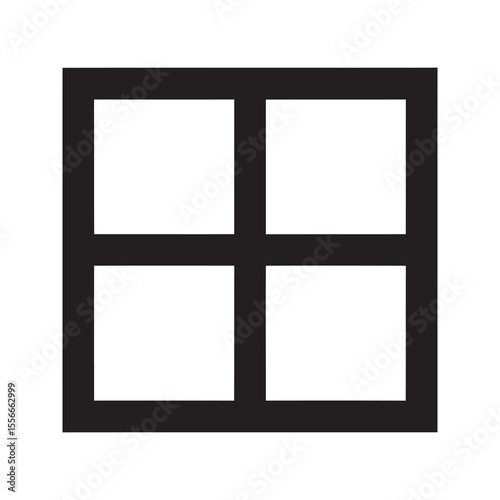 Window frame solid glyph icon for home architecture and building interior design element for light and ventilation in a house or apartment vector