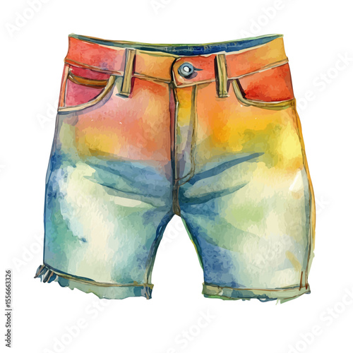Shorts, watercolor drawing vector, isolated on a white background.