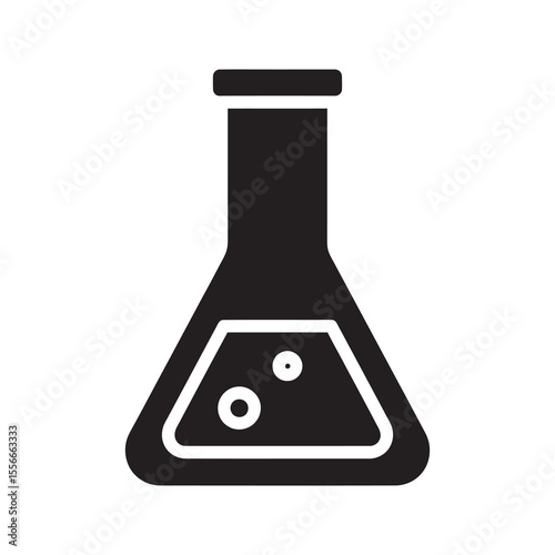 Laboratory flask solid glyph icon for chemistry and scientific research experiment equipment for science lab and chemical analysis discovery vector
