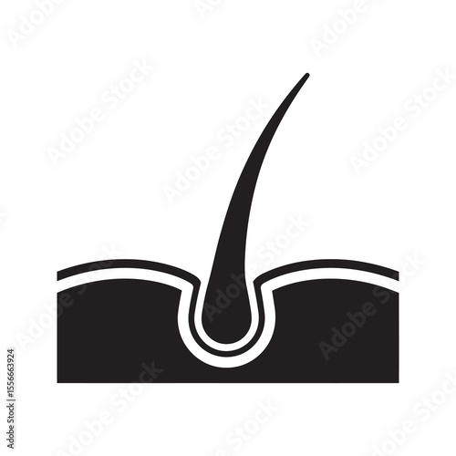 Strong hair follicle solid glyph icon for hair care and growth concept showing healthy root and scalp anatomy for cosmetic product promotion vector