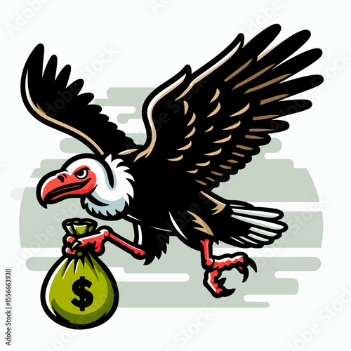 vector illustration of a vulture carrying a money bag