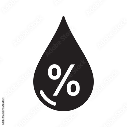 Moisture percentage solid glyph icon for humidity level and concentration of a solution skincare product ingredient or weather forecast symbol vector