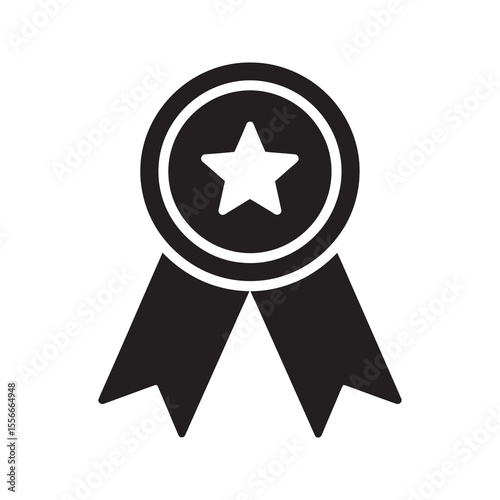 Quality ribbon award solid glyph icon for best choice and satisfaction guarantee symbol of excellence and premium product certification badge vector
