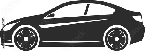 Vector silhouette of a sleek car side profile for auto design with white background.