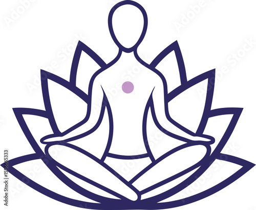 Silhouette of a woman in a lotus yoga pose, perfect for meditation and relaxation, symbolizing peace, health, and spiritual fitness.