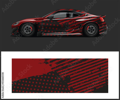 American Flag Wrap Design for a Sports Car