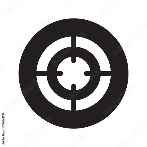 Target achieved solid glyph icon with check mark for successful goal and mission accomplishment business strategy and marketing objective vector