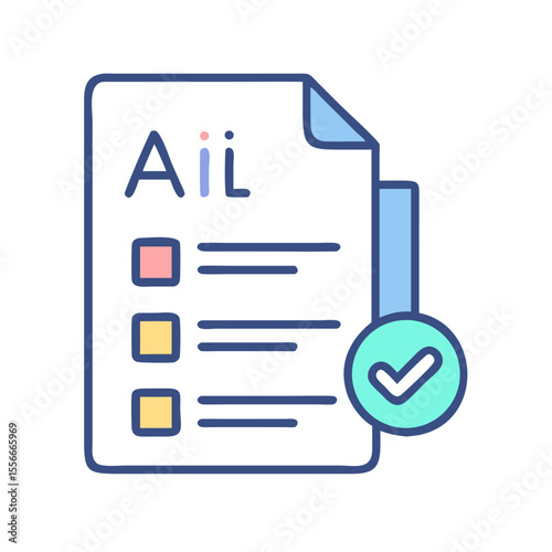 Completed checklist document with check mark confirmation in a modern outline style