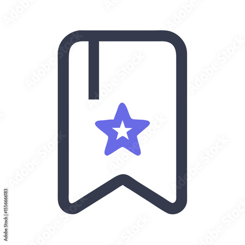 Bookmark icon with star symbol, representing favorite, save and remember options in digital flat style