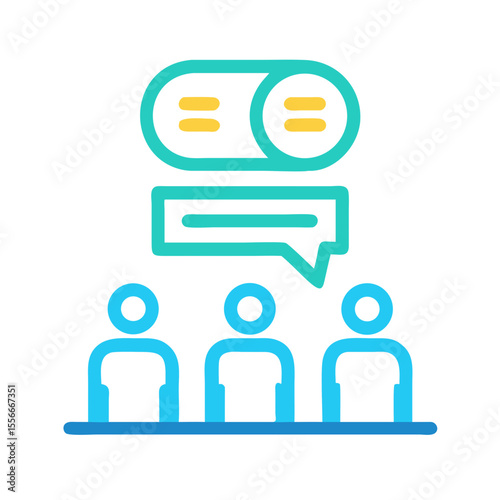 Meeting Icon Design Illustrating Teamwork, Communication, and Shared Ideas with Speech Bubbles