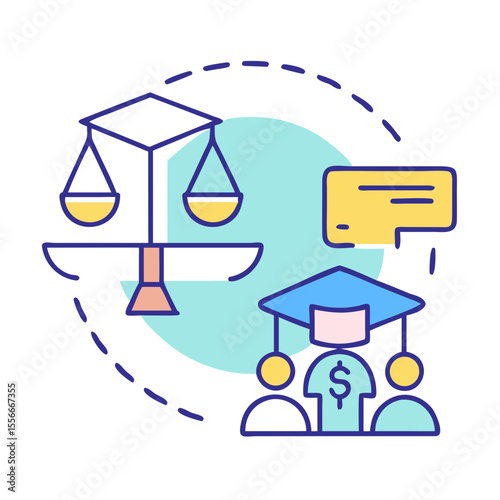 Visual representation of law student financial aid and justice for higher education