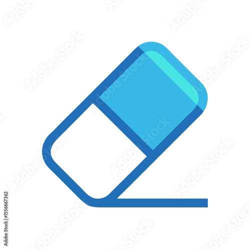 Blue Eraser Icon Isolated on Black Background, Symbol of Correction and Deletion, Minimalist Design