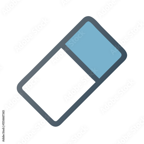 Simple blue eraser icon illustration, back to school design element on black background