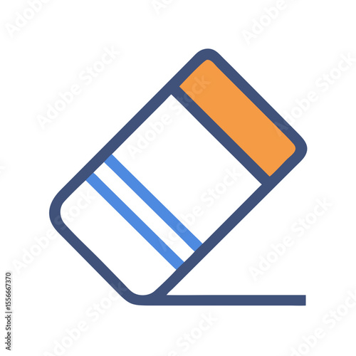 Blue and orange eraser icon on black background for website or app design