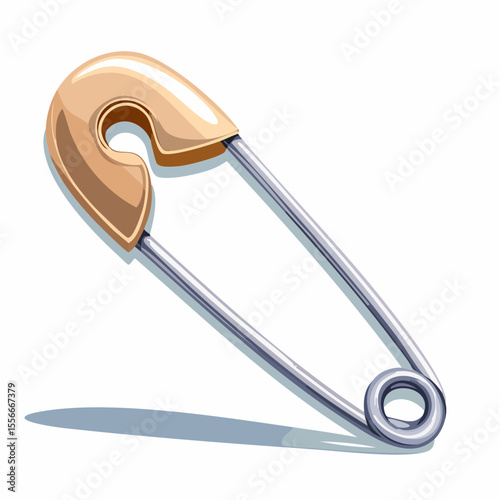A safety pin open with a soft shadow beneath it
