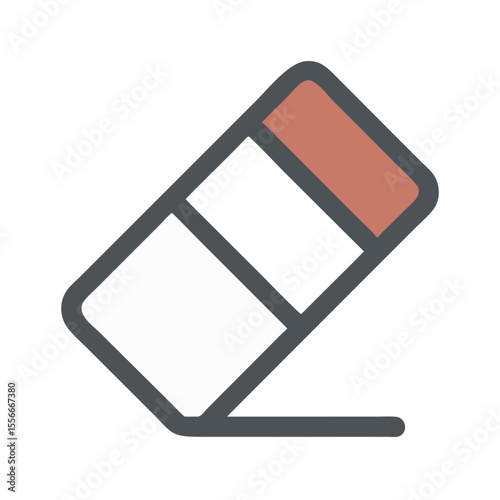 Minimalist eraser icon with rounded edges on a black background for graphic design projects