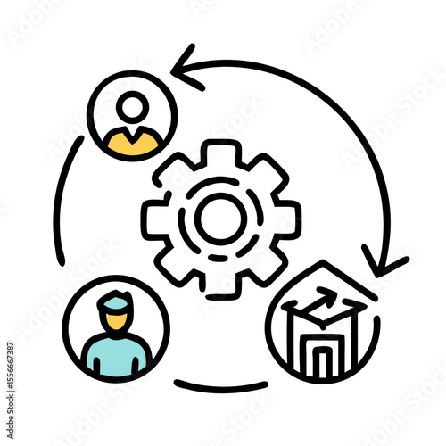Simple Flat Icons of People for Social Media or Presentation Purpose on Black Background