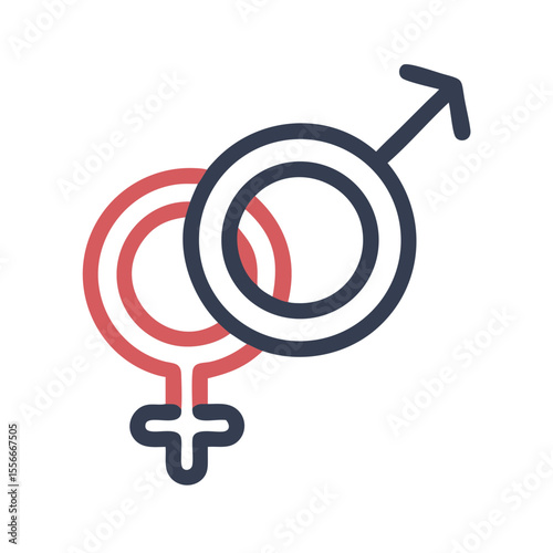 Gender symbols graphic depicting masculine and feminine representation on black background