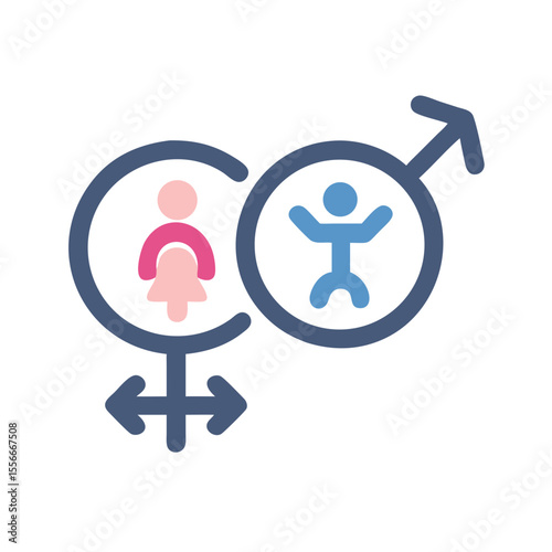 Gender Symbols Graphic: Interconnected Male and Female Icons on a Black Background