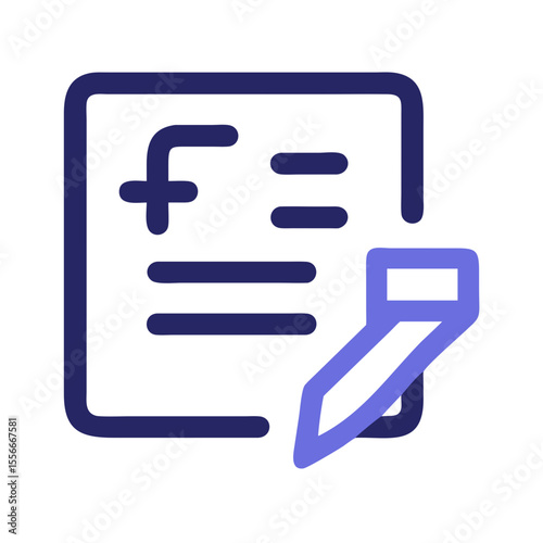 Digital document and pencil icon concept for data entry and editing tasks