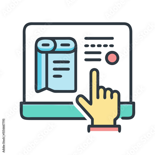 Digital Document Processing with Finger Tap: Icon for online banking or financial transactions