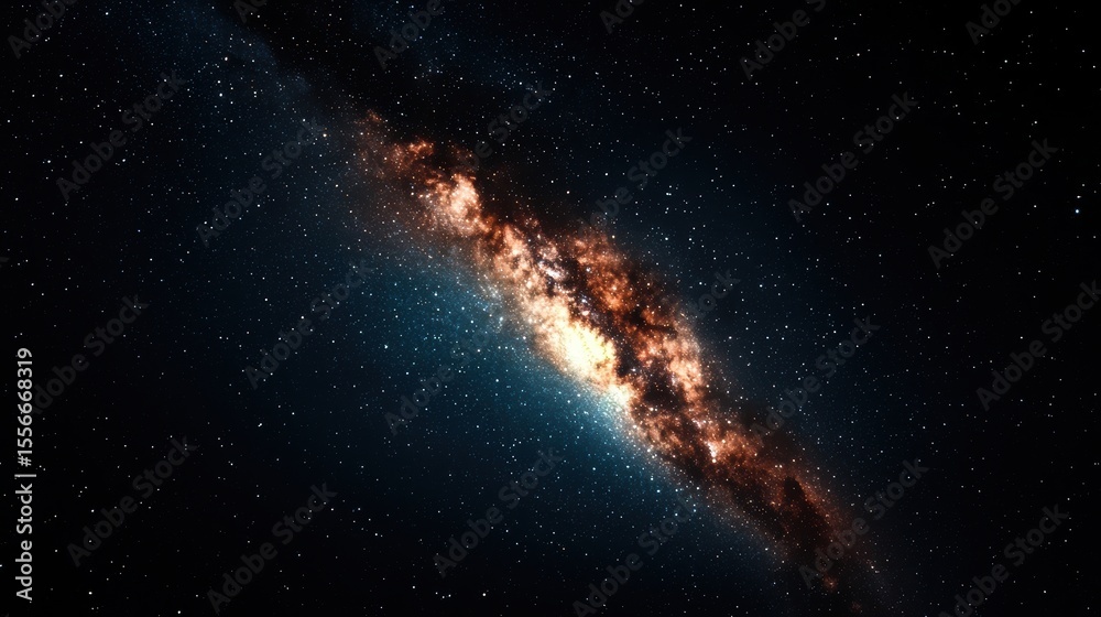 Fototapeta premium Stunning view of spiral galaxy with colorful nebula and countless shimmering stars against a dark cosmic background, showcasing the beauty of the universe